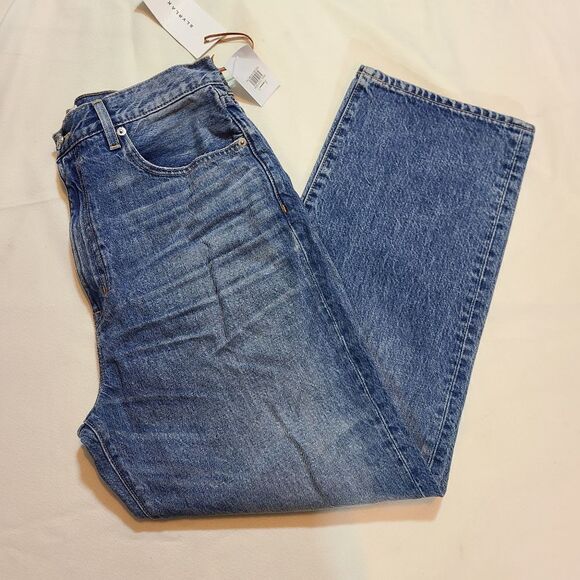 SLVRLAKE London High Waist Crop Straight Leg Distressed Jeans Size 32 - Picture 2 of 9